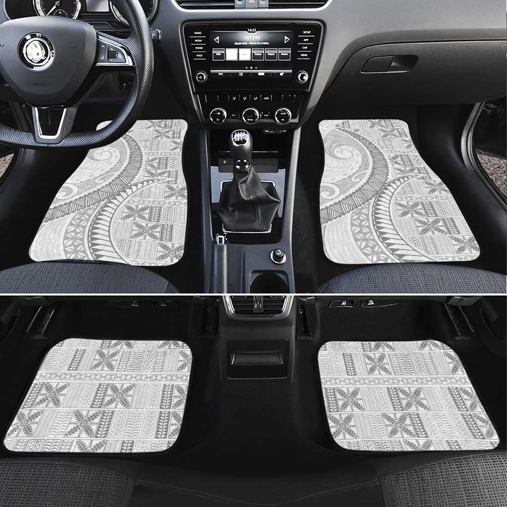 Niue White Sunday Car Mats Niuean Lotu Tamaiti Hiapo Pattern - Polynesian Pride