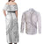 Niue White Sunday Couples Matching Off Shoulder Maxi Dress and Long Sleeve Button Shirt Niuean Lotu Tamaiti Hiapo Pattern - Polynesian Pride