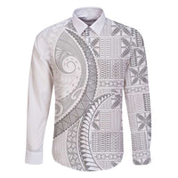 Niue White Sunday Family Matching Long Sleeve Bodycon Dress and Hawaiian Shirt Niuean Lotu Tamaiti Hiapo Pattern - Polynesian Pride