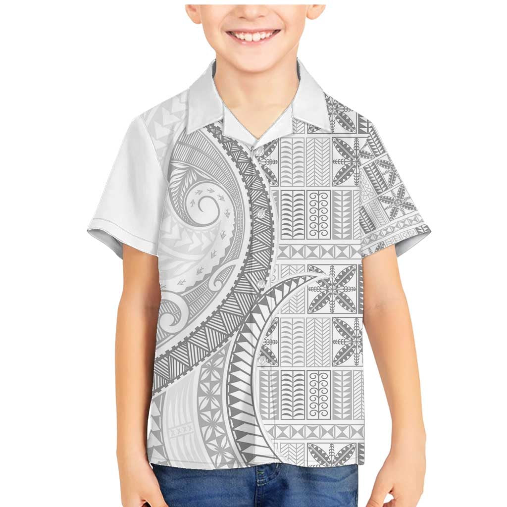 Niue White Sunday Family Matching Mermaid Dress and Hawaiian Shirt Niuean Lotu Tamaiti Hiapo Pattern - Polynesian Pride