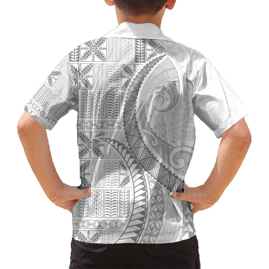 Niue White Sunday Family Matching Puletasi and Hawaiian Shirt Niuean Lotu Tamaiti Hiapo Pattern - Polynesian Pride