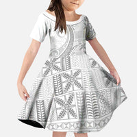 Niue White Sunday Family Matching Puletasi and Hawaiian Shirt Niuean Lotu Tamaiti Hiapo Pattern - Polynesian Pride