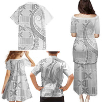 Niue White Sunday Family Matching Puletasi and Hawaiian Shirt Niuean Lotu Tamaiti Hiapo Pattern - Polynesian Pride