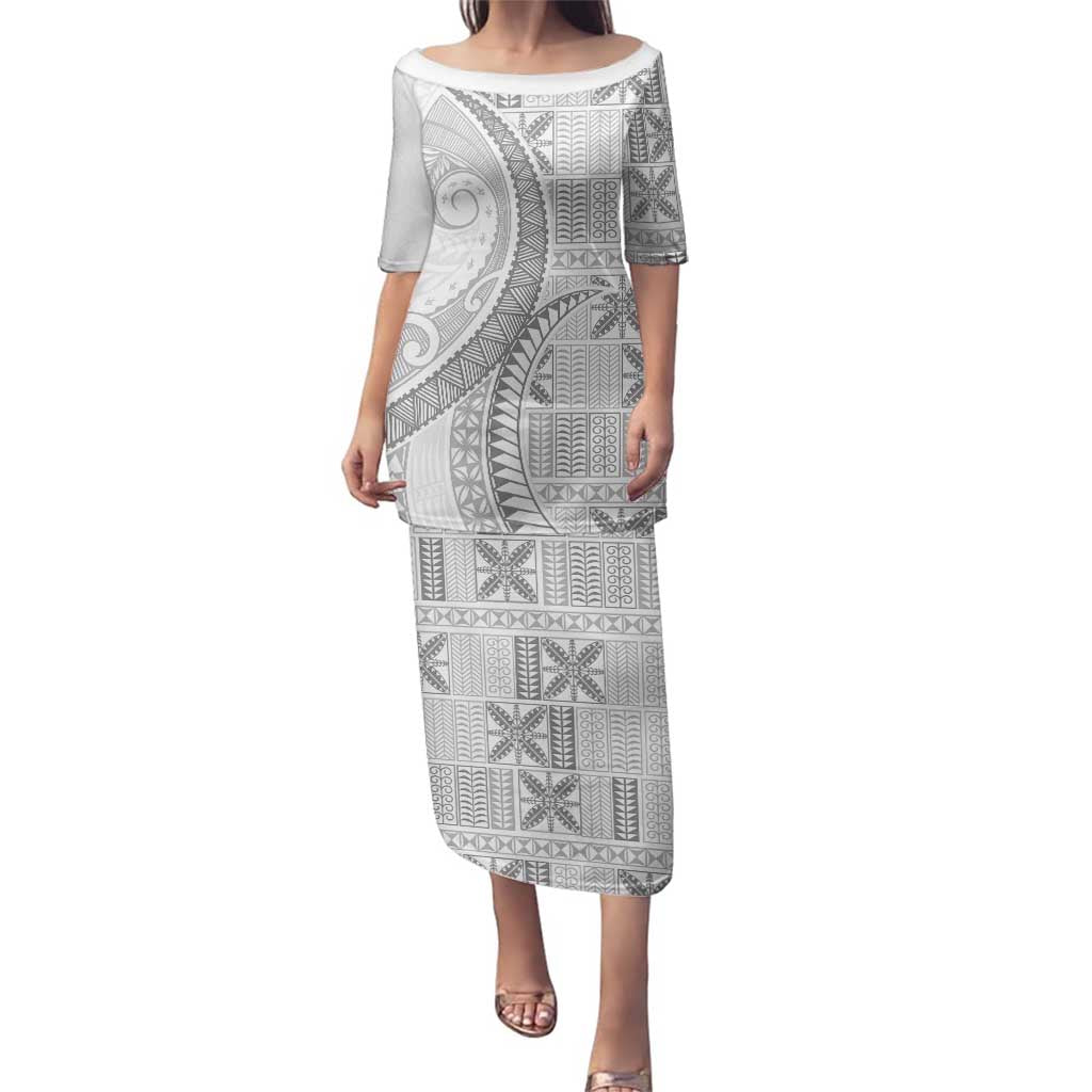 Niue White Sunday Family Matching Puletasi and Hawaiian Shirt Niuean Lotu Tamaiti Hiapo Pattern - Polynesian Pride