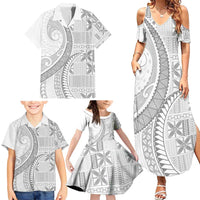 Niue White Sunday Family Matching Summer Maxi Dress and Hawaiian Shirt Niuean Lotu Tamaiti Hiapo Pattern - Polynesian Pride