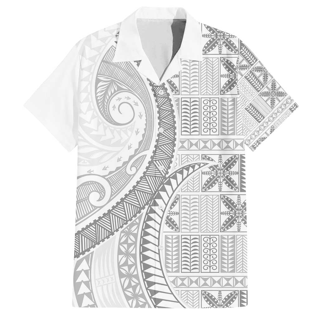 Niue White Sunday Family Matching Summer Maxi Dress and Hawaiian Shirt Niuean Lotu Tamaiti Hiapo Pattern - Polynesian Pride