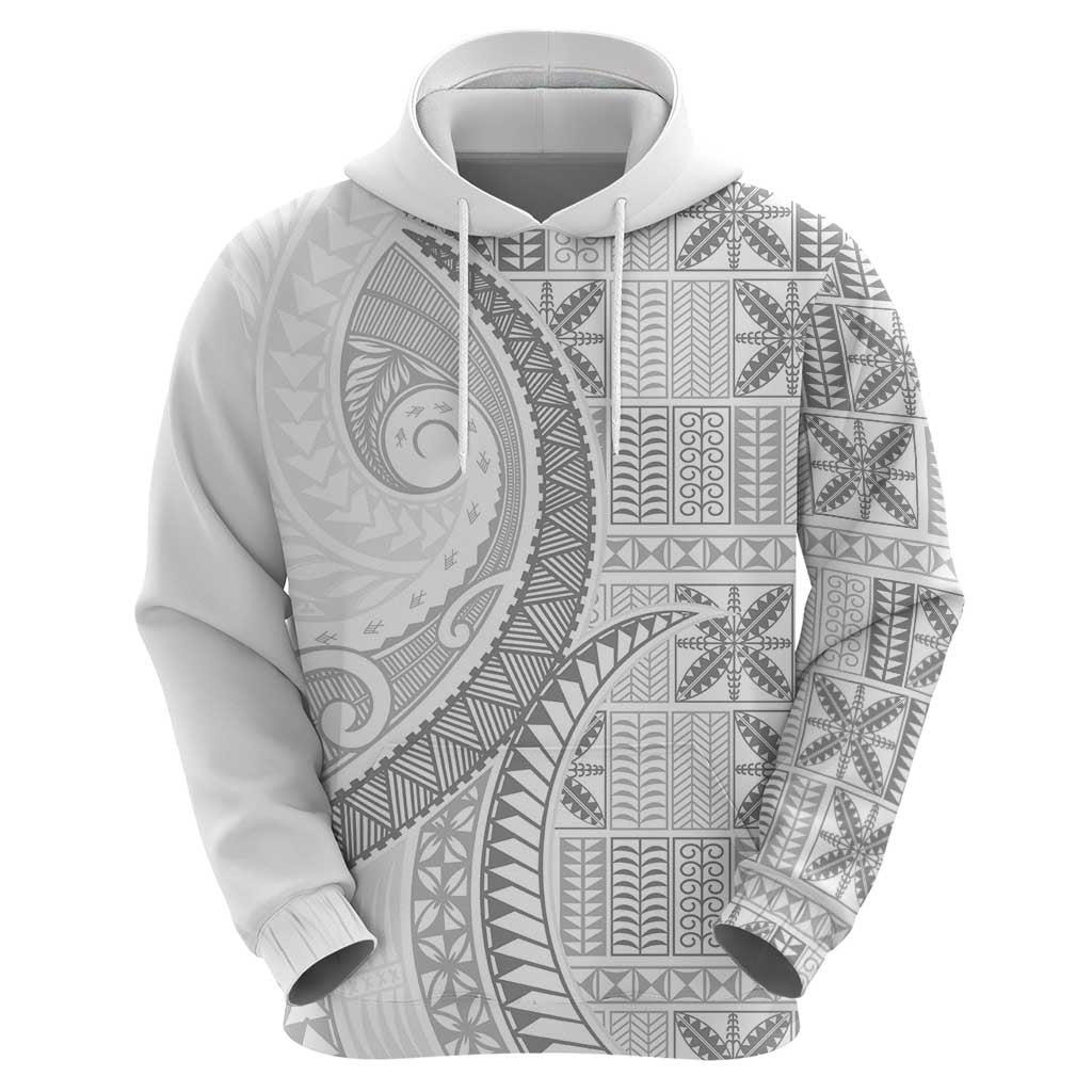 Niue White Sunday Hoodie Niuean Lotu Tamaiti Hiapo Pattern - Polynesian Pride