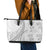 Niue White Sunday Leather Tote Bag Niuean Lotu Tamaiti Hiapo Pattern - Polynesian Pride