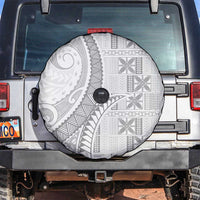 Niue White Sunday Spare Tire Cover Niuean Lotu Tamaiti Hiapo Pattern - Polynesian Pride