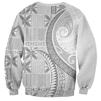 Niue White Sunday Sweatshirt Niuean Lotu Tamaiti Hiapo Pattern - Polynesian Pride