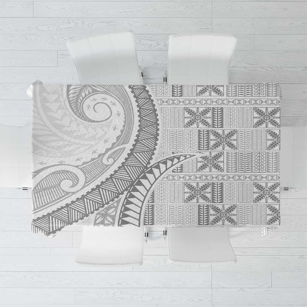 Niue White Sunday Tablecloth Niuean Lotu Tamaiti Hiapo Pattern - Polynesian Pride