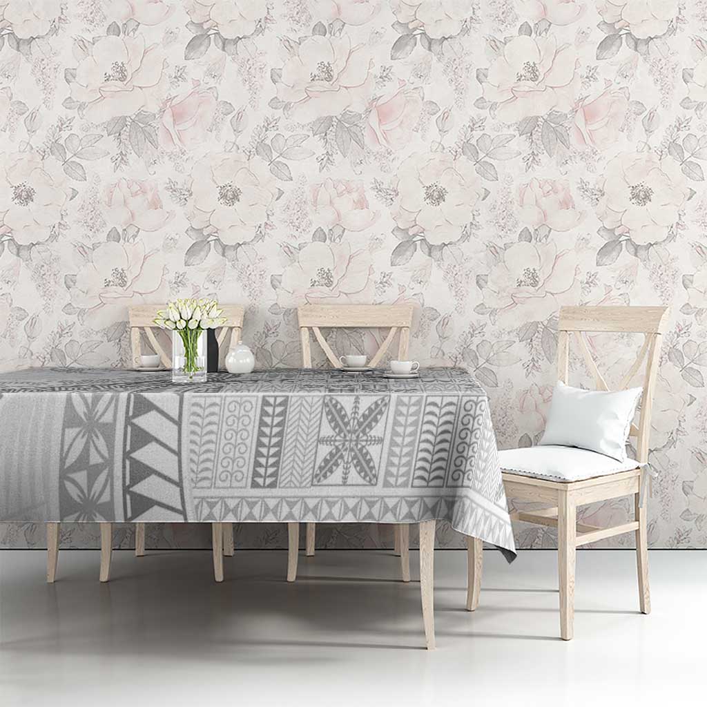 Niue White Sunday Tablecloth Niuean Lotu Tamaiti Hiapo Pattern - Polynesian Pride