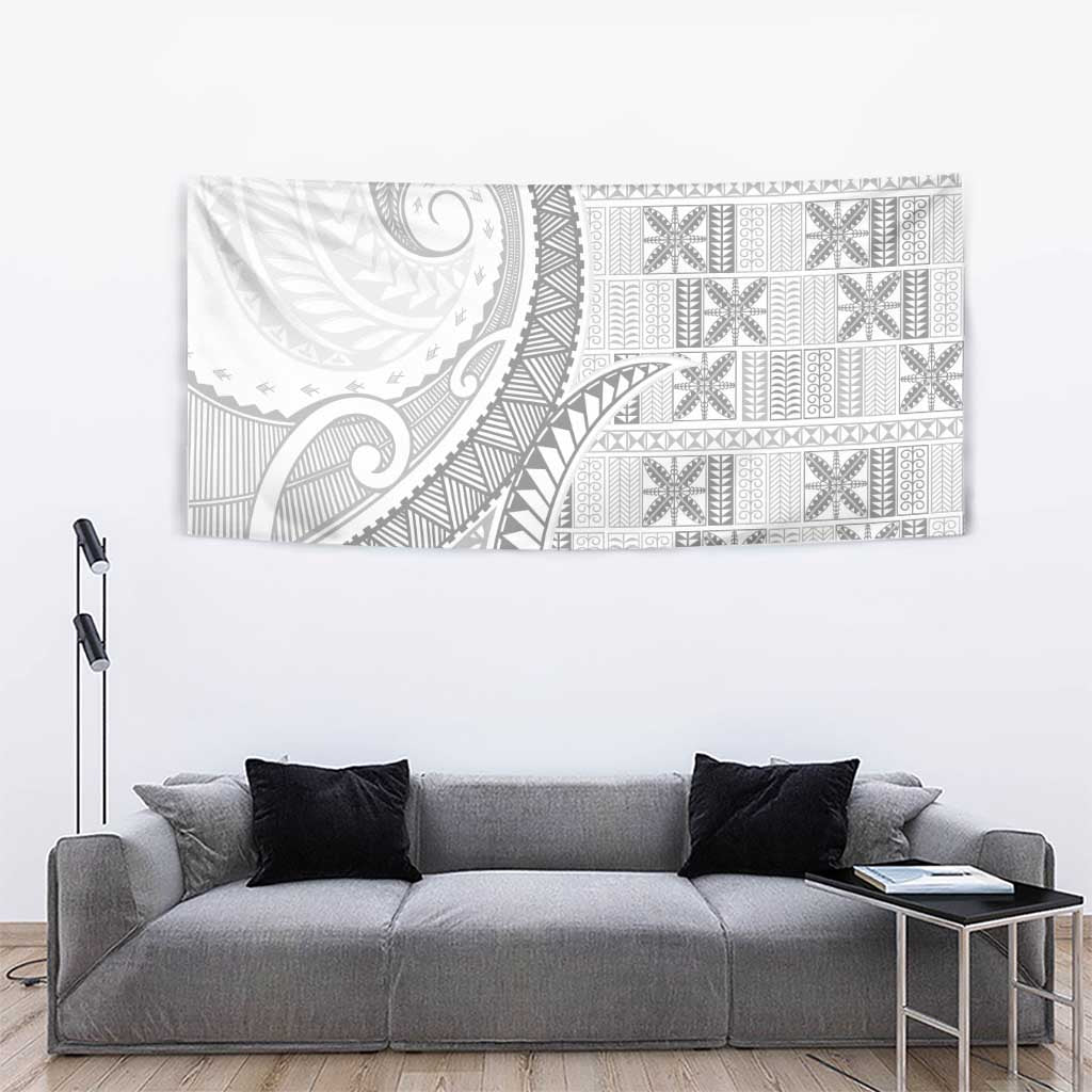 Niue White Sunday Tapestry Niuean Lotu Tamaiti Hiapo Pattern - Polynesian Pride
