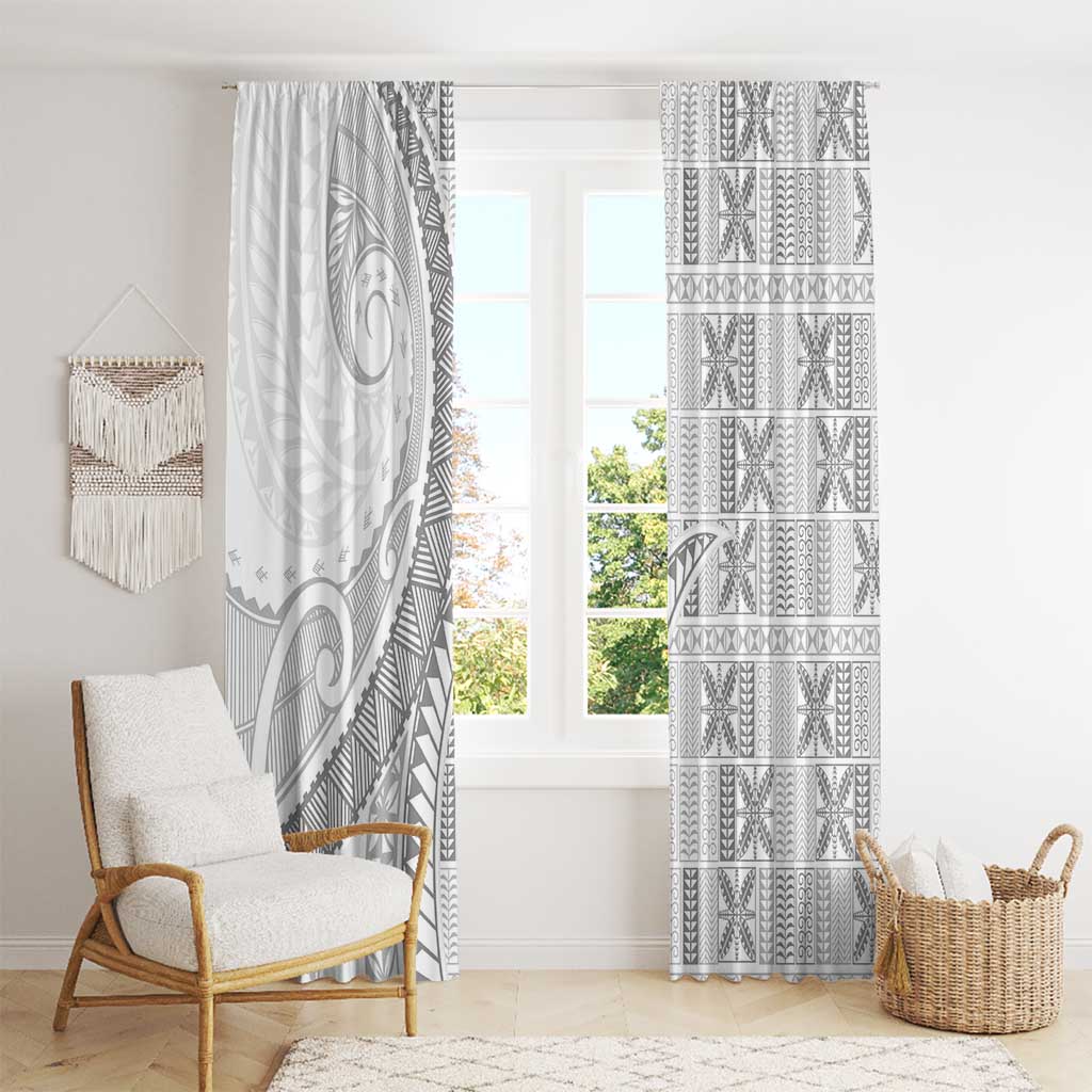 Niue White Sunday Window Curtain Niuean Lotu Tamaiti Hiapo Pattern - Polynesian Pride