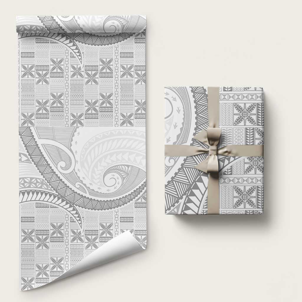 Niue White Sunday Wrapping Paper Niuean Lotu Tamaiti Hiapo Pattern - Polynesian Pride