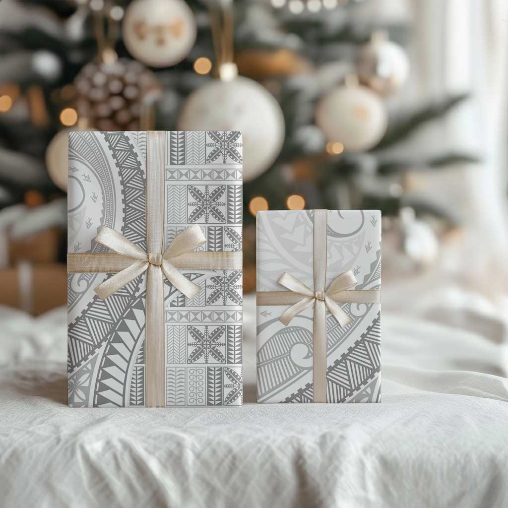 Niue White Sunday Wrapping Paper Niuean Lotu Tamaiti Hiapo Pattern - Polynesian Pride