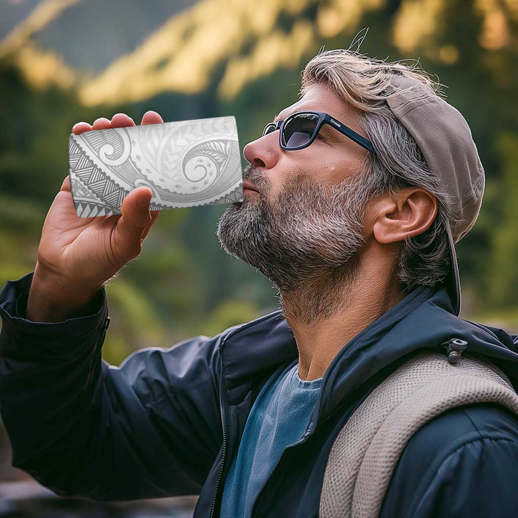 Polynesian White Sunday 4 in 1 Can Cooler Tumbler Lotu Tamaiti Melanesian Pattern - Polynesian Pride