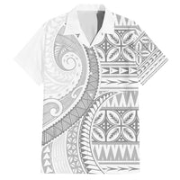 Polynesian White Sunday Family Matching Long Sleeve Bodycon Dress and Hawaiian Shirt Lotu Tamaiti Melanesian Pattern LT9 Dad's Shirt - Short Sleeve White - Polynesian Pride
