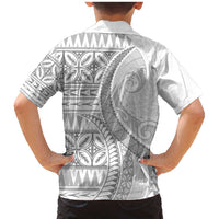 Polynesian White Sunday Family Matching Mermaid Dress and Hawaiian Shirt Lotu Tamaiti Melanesian Pattern LT9 - Polynesian Pride