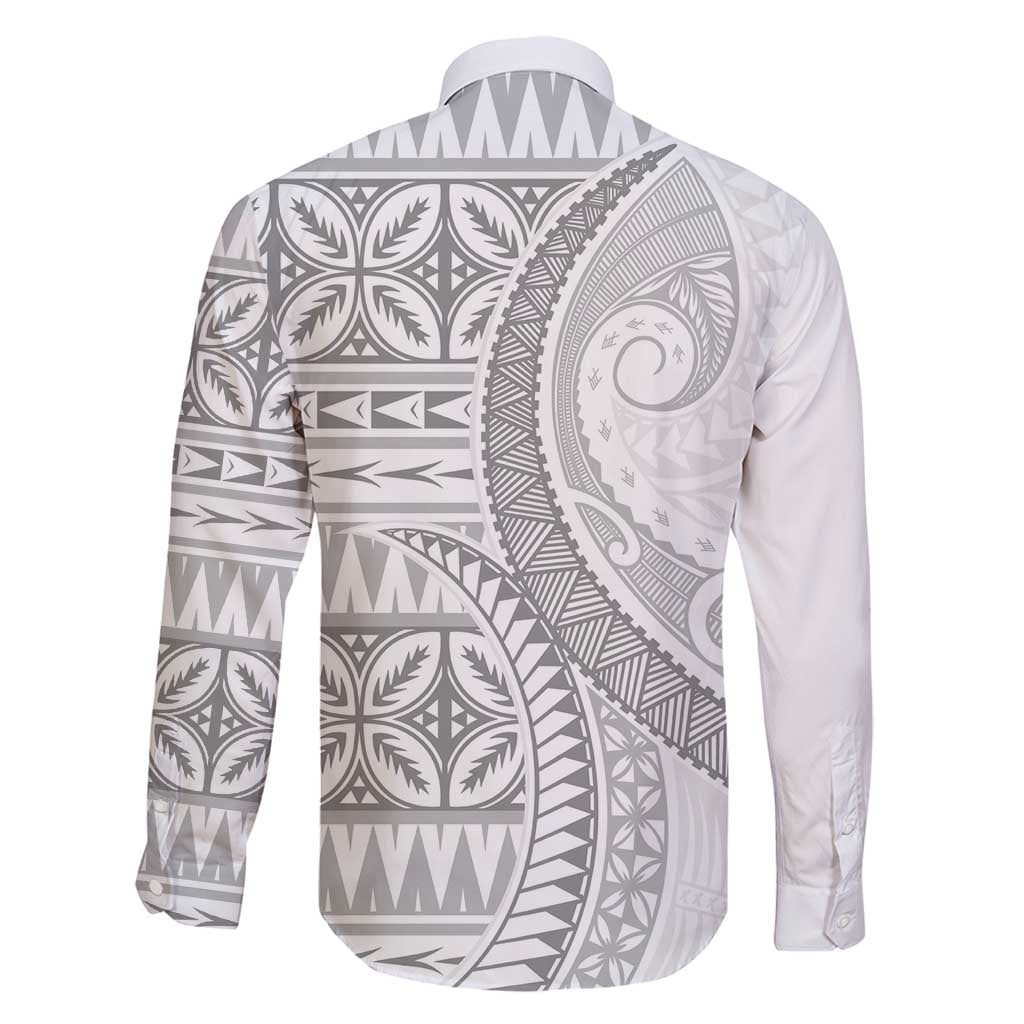 Polynesian White Sunday Family Matching Mermaid Dress and Hawaiian Shirt Lotu Tamaiti Melanesian Pattern LT9 - Polynesian Pride
