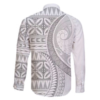 Polynesian White Sunday Family Matching Mermaid Dress and Hawaiian Shirt Lotu Tamaiti Melanesian Pattern LT9 - Polynesian Pride