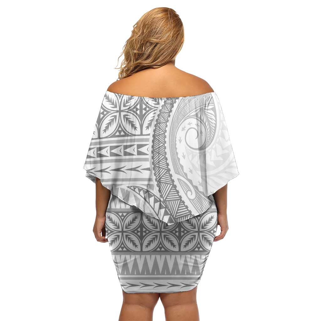 Polynesian White Sunday Family Matching Off Shoulder Short Dress and Hawaiian Shirt Lotu Tamaiti Melanesian Pattern - Polynesian Pride
