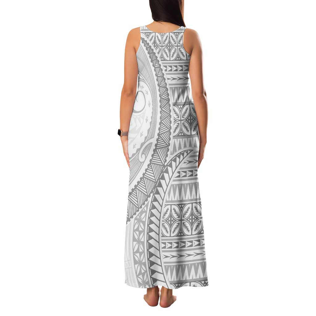 Polynesian White Sunday Family Matching Tank Maxi Dress and Hawaiian Shirt Lotu Tamaiti Melanesian Pattern - Polynesian Pride