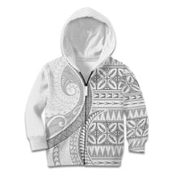 Polynesian White Sunday Kid Hoodie Lotu Tamaiti Melanesian Pattern - Polynesian Pride