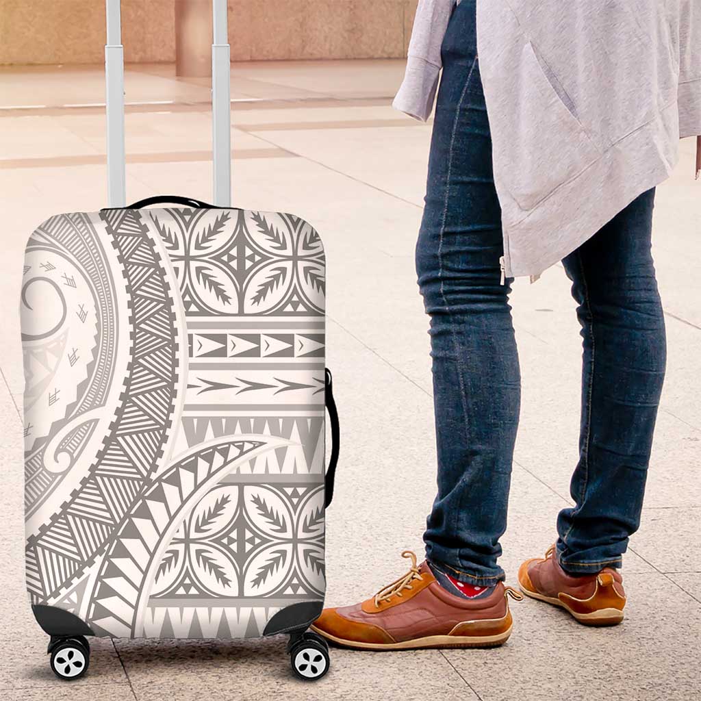 Polynesian White Sunday Luggage Cover Lotu Tamaiti Melanesian Pattern LT9 White - Polynesian Pride