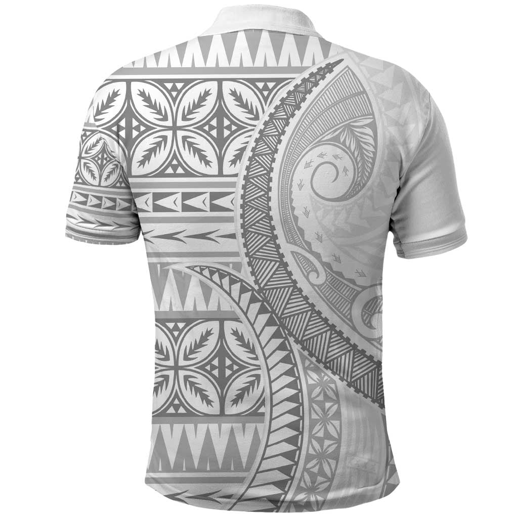 Polynesian White Sunday Polo Shirt Lotu Tamaiti Melanesian Pattern LT9 - Polynesian Pride