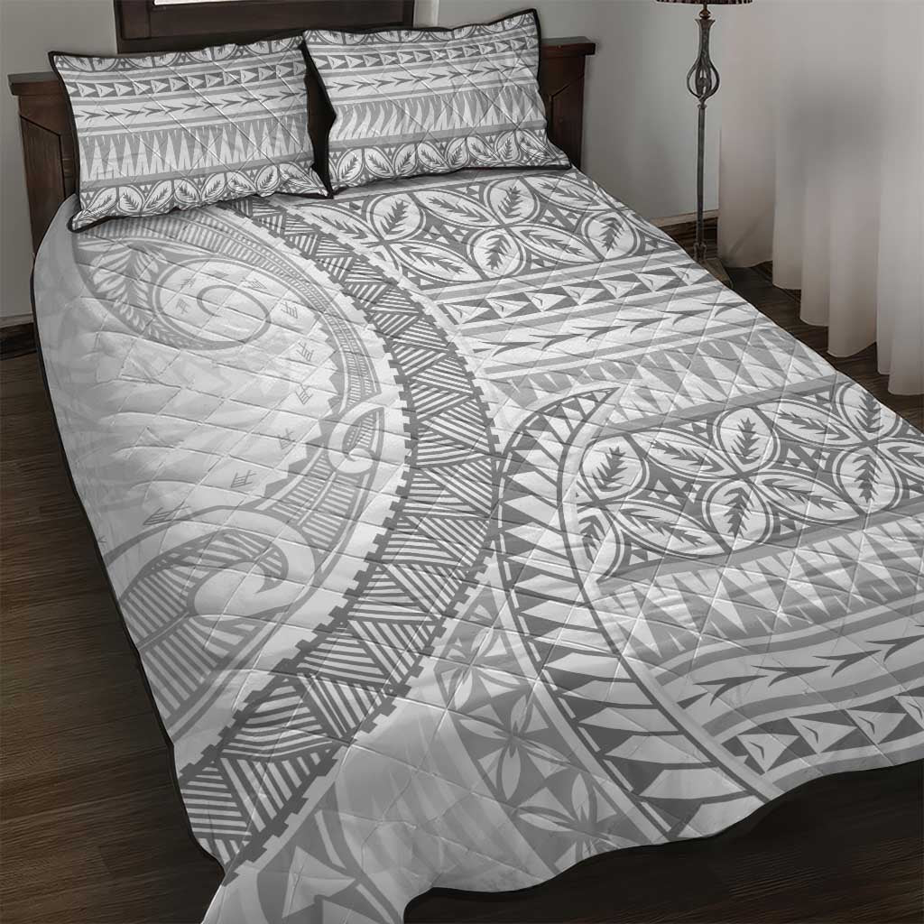 Polynesian White Sunday Quilt Bed Set Lotu Tamaiti Melanesian Pattern - Polynesian Pride