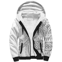 Polynesian White Sunday Sherpa Hoodie Lotu Tamaiti Melanesian Pattern - Polynesian Pride