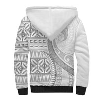 Polynesian White Sunday Sherpa Hoodie Lotu Tamaiti Melanesian Pattern - Polynesian Pride