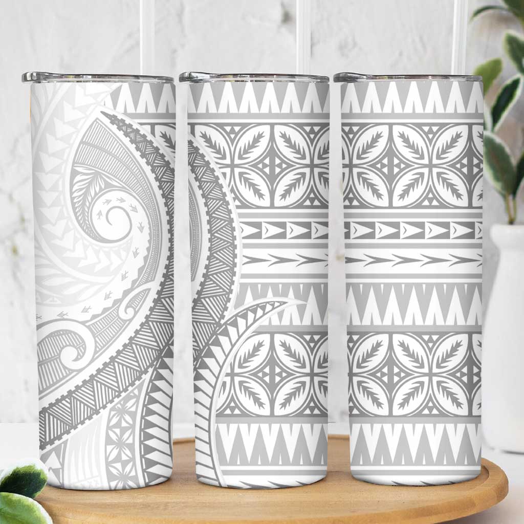 Polynesian White Sunday Skinny Tumbler Lotu Tamaiti Melanesian Pattern LT9 - Polynesian Pride