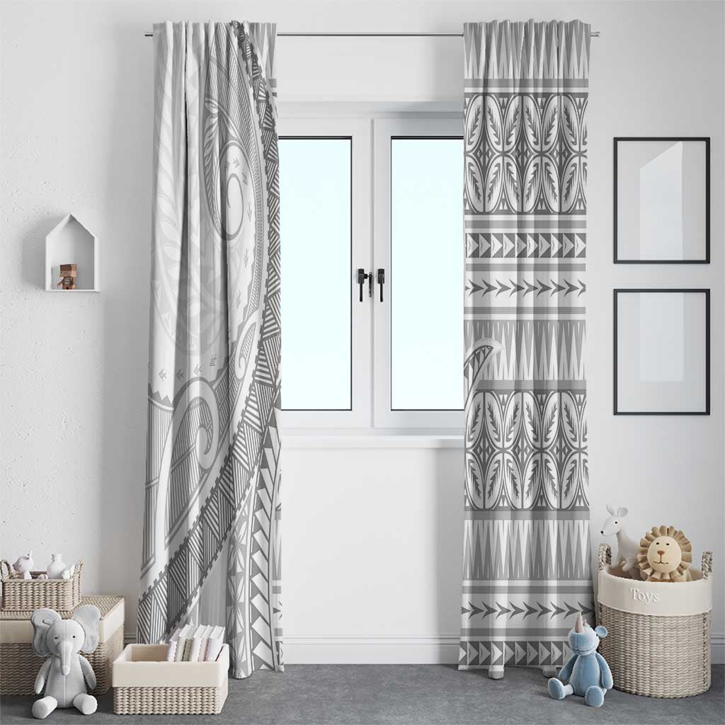 Polynesian White Sunday Window Curtain Lotu Tamaiti Melanesian Pattern - Polynesian Pride