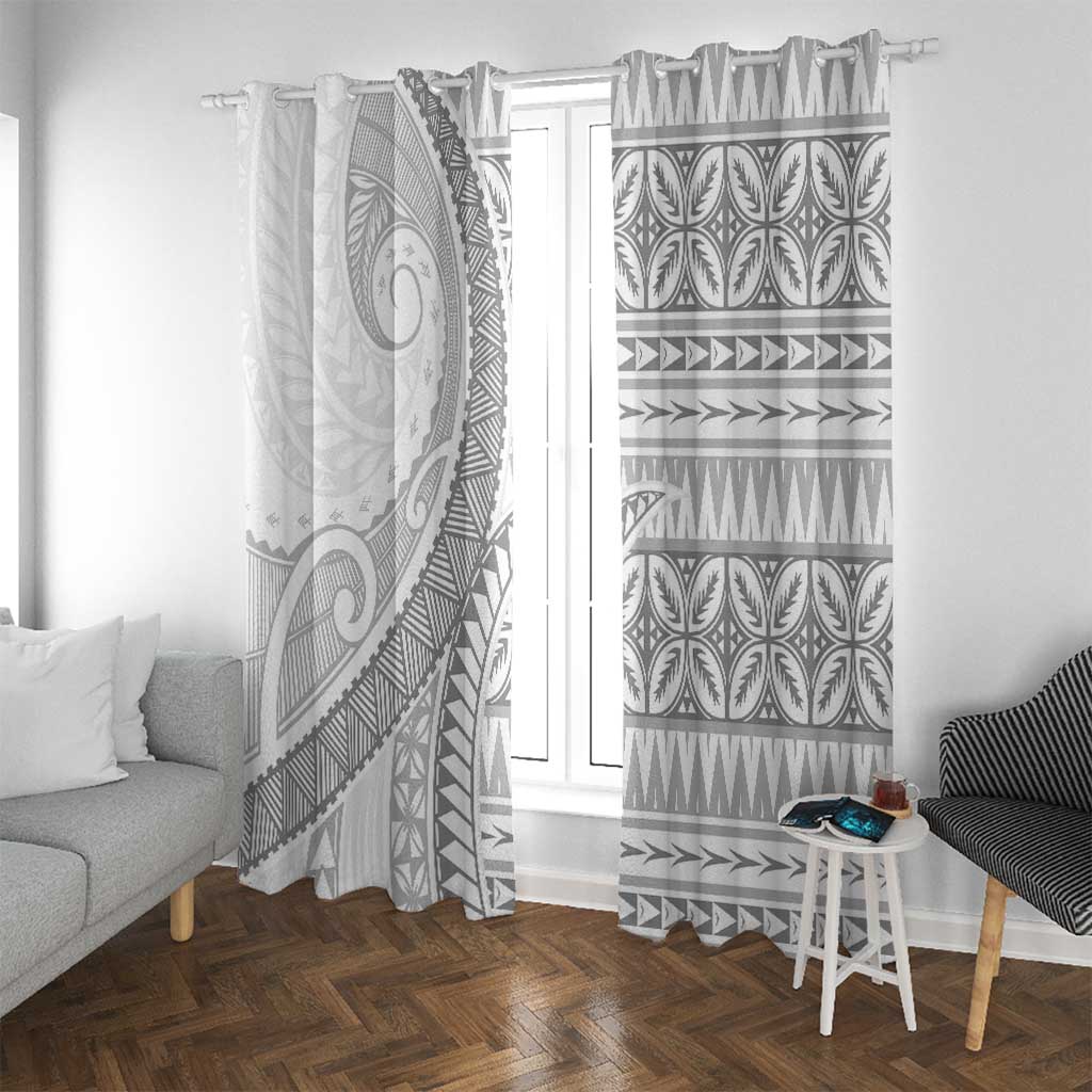 Polynesian White Sunday Window Curtain Lotu Tamaiti Melanesian Pattern - Polynesian Pride