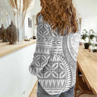 Polynesian White Sunday Women Casual Shirt Lotu Tamaiti Melanesian Pattern LT9 - Polynesian Pride