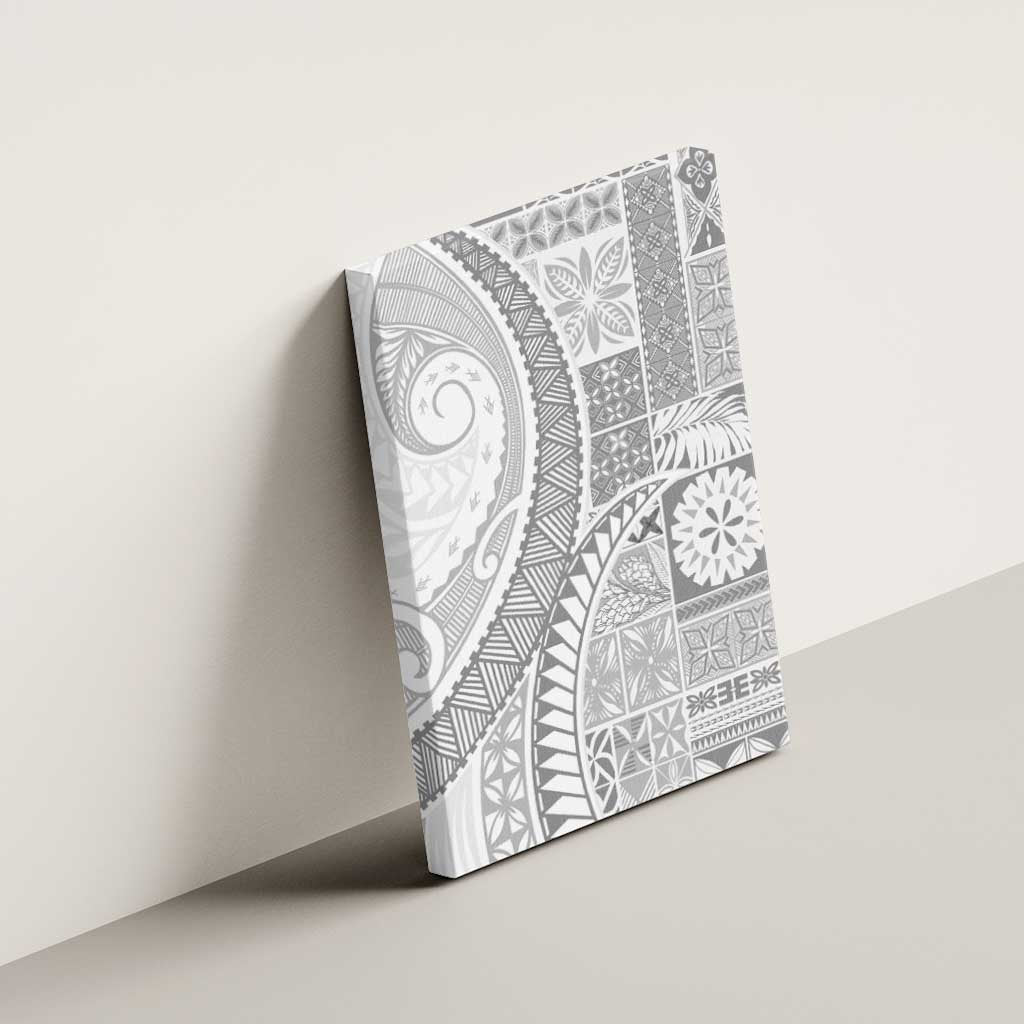 Samoa Siapo White Sunday Canvas Wall Art Lotu Tamaiti Polynesian White Pattern - Polynesian Pride