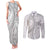 Samoa Siapo White Sunday Couples Matching Tank Maxi Dress and Long Sleeve Button Shirt Lotu Tamaiti Polynesian White Pattern - Polynesian Pride