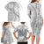 Samoa Siapo White Sunday Family Matching Long Sleeve Bodycon Dress and Hawaiian Shirt Lotu Tamaiti Polynesian White Pattern - Polynesian Pride