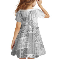 Samoa Siapo White Sunday Family Matching Off The Shoulder Long Sleeve Dress and Hawaiian Shirt Lotu Tamaiti Polynesian White Pattern - Polynesian Pride