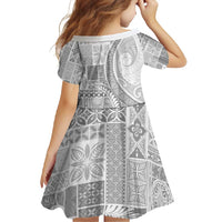 Samoa Siapo White Sunday Family Matching Off Shoulder Maxi Dress and Hawaiian Shirt Lotu Tamaiti Polynesian White Pattern - Polynesian Pride