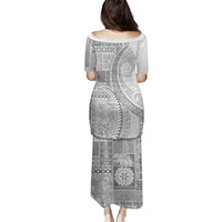 Samoa Siapo White Sunday Family Matching Puletasi and Hawaiian Shirt Lotu Tamaiti Polynesian White Pattern - Polynesian Pride