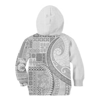 Samoa Siapo White Sunday Kid Hoodie Lotu Tamaiti Polynesian White Pattern - Polynesian Pride