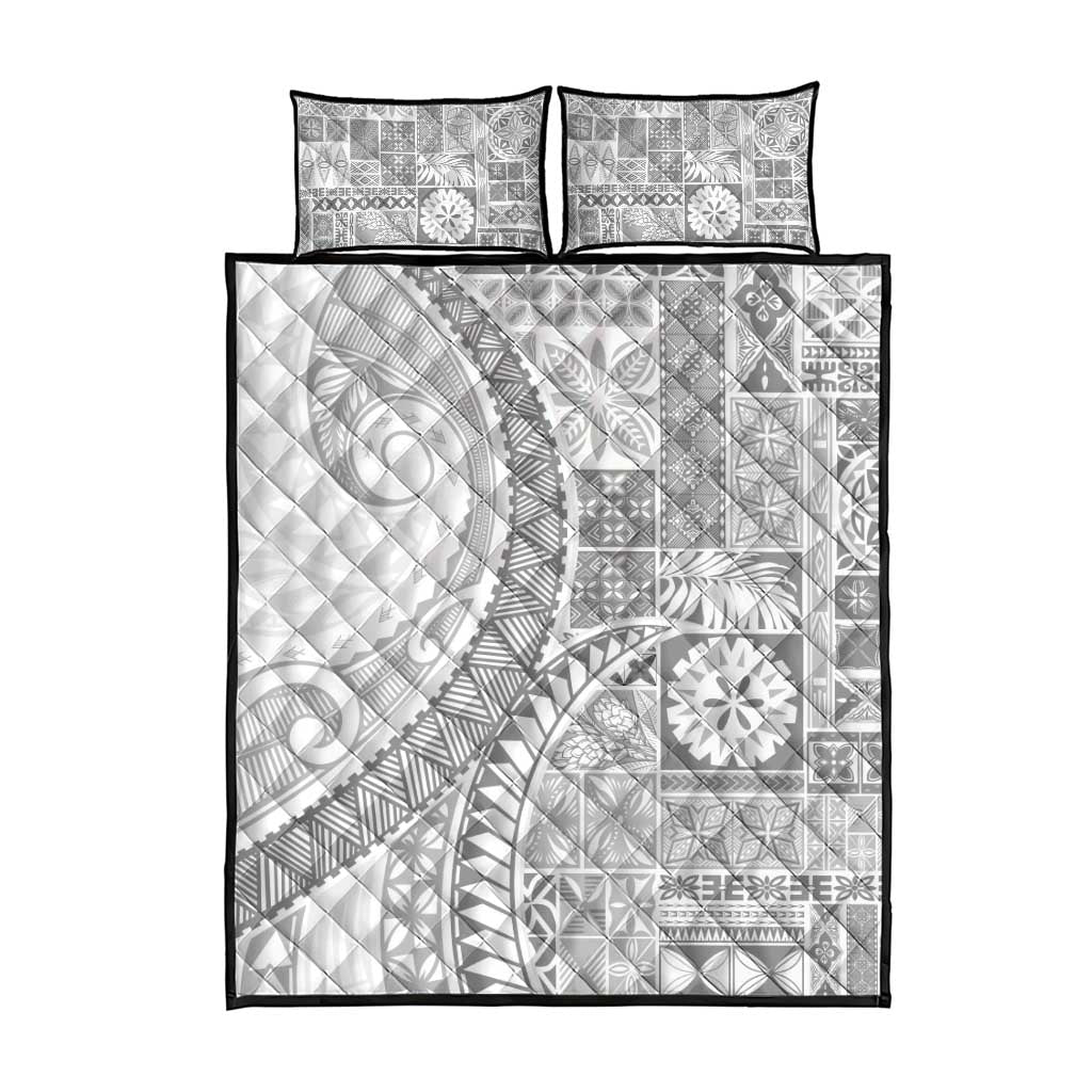 Samoa Siapo White Sunday Quilt Bed Set Lotu Tamaiti Polynesian White Pattern - Polynesian Pride
