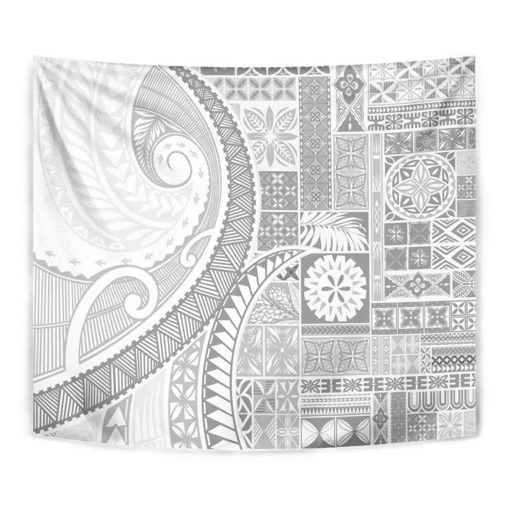 Samoa Siapo White Sunday Tapestry Lotu Tamaiti Polynesian White Pattern - Polynesian Pride