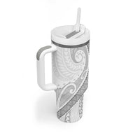 Samoa Siapo White Sunday Tumbler With Handle Lotu Tamaiti Polynesian White Pattern - Polynesian Pride
