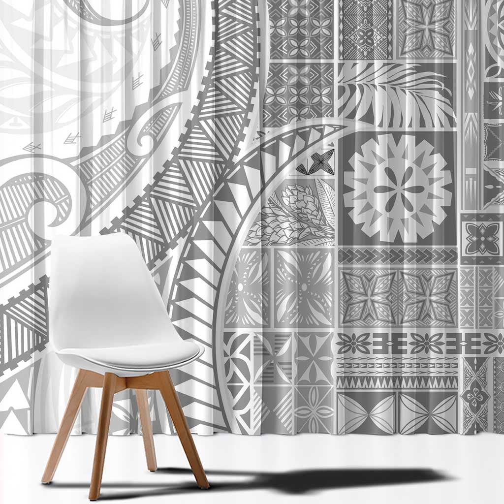 Samoa Siapo White Sunday Window Curtain Lotu Tamaiti Polynesian White Pattern - Polynesian Pride