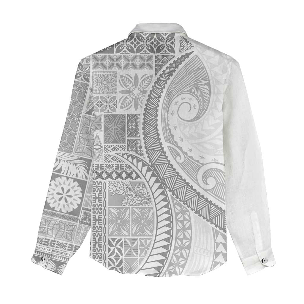 Samoa Siapo White Sunday Women Casual Shirt Lotu Tamaiti Polynesian White Pattern - Polynesian Pride