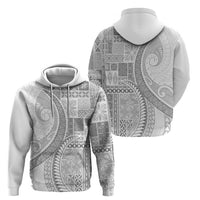 Samoa Siapo White Sunday Zip Hoodie Lotu Tamaiti Polynesian White Pattern - Polynesian Pride